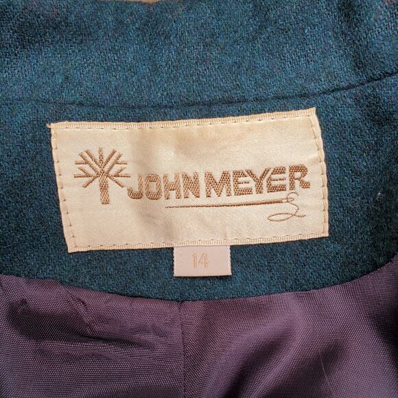 Vintage John Meyer Wool Poly Career Blazer Jacket Blue Teal Sz 14 - Picture 12 of 16